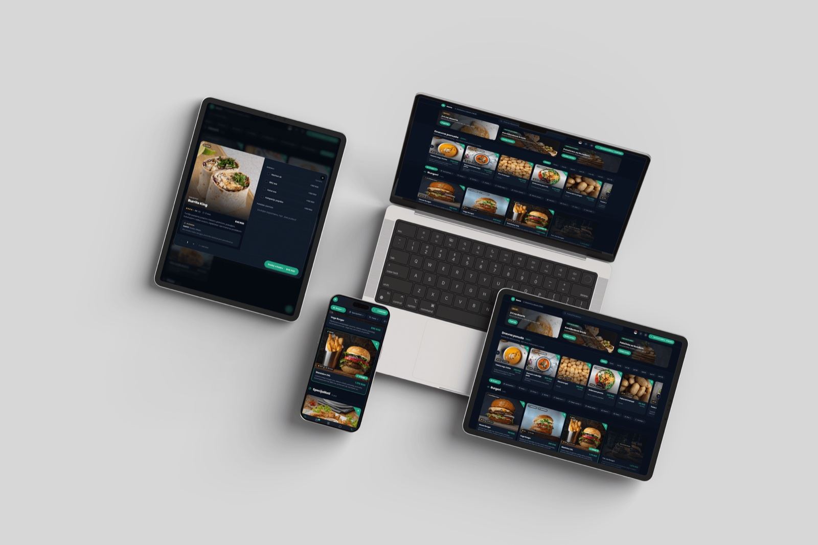 The web shop on a laptop, a tablet and a phone